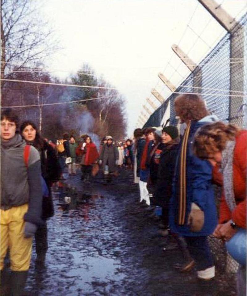 On 12 December 1982, 30,000 women held hands around the 6 miles (9.7 km) perimeter of the Greenham Common military base