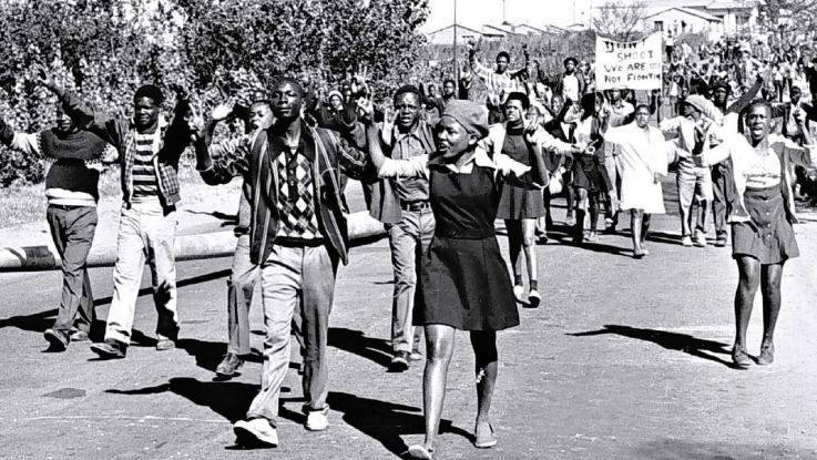Protesters at Sharpville, during the Apartheid years in South Africa
