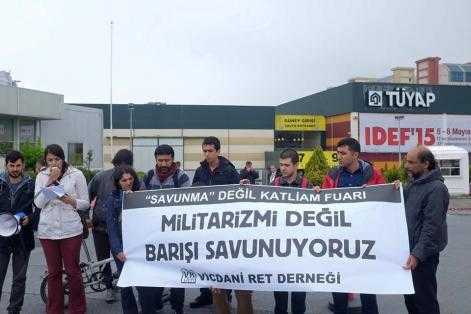 Turkish antimilitarists protest the IDEF arms fair
