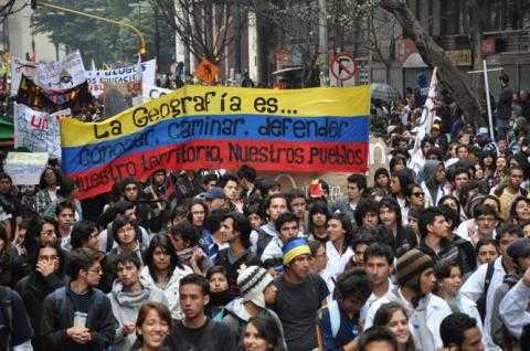 Colombian student's demonstration