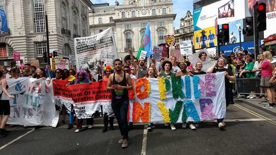 No Pride in War lead the London Pride march