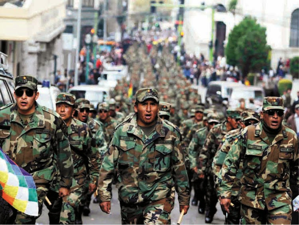 Bolivia army marching