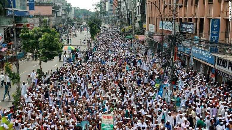 A protest march in Bangladesh against the violence against the Rohingya community