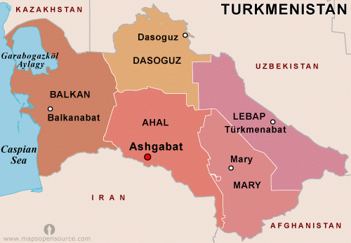 Mapa turkmenistan