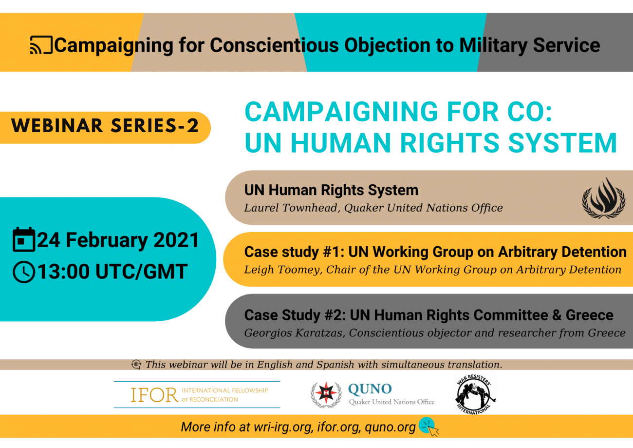 Poster for the Webinar: Campaigning for CO - UN Human Rights System