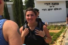 Noa Gur Golan outside the Tel Hashomer induction base, July 12, 2017 (Edo Rimon / Mesarvot)