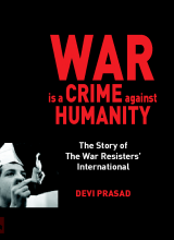 The cover of War is a Crime Against Humanity, with a protester burning their draft card