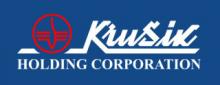 The Krusik Logo is a blue background with white writing