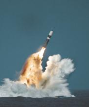 A Trident missile is fired from an underwater submarine