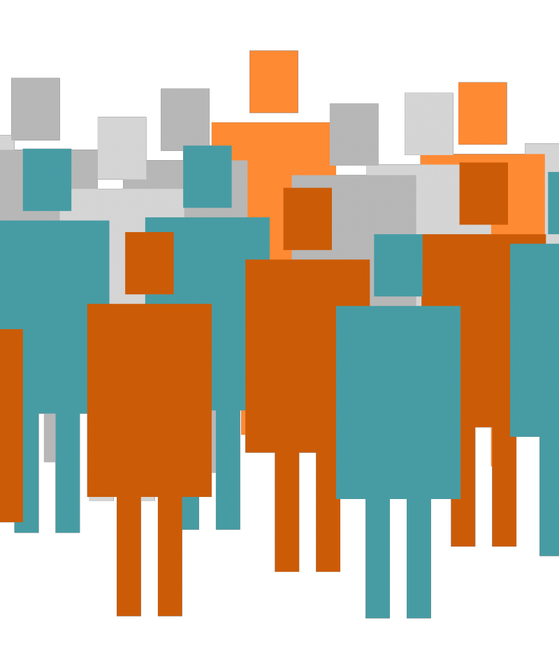 Picture of stick people with sixteen people highlighted 