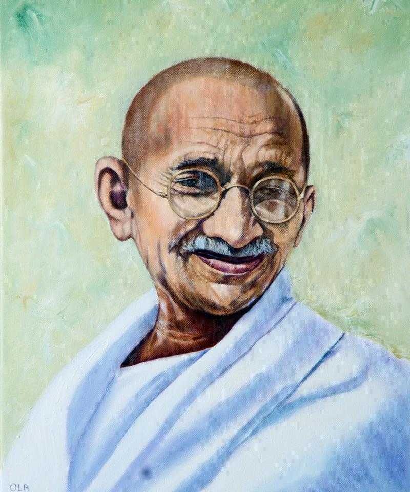 Painting of Gandhi by Oscar Lopez