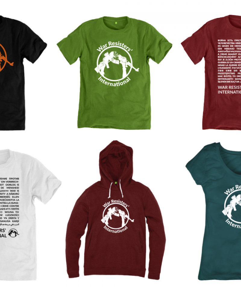 A range of the t-shirts and hoodies that WRI sells from it's online shop.