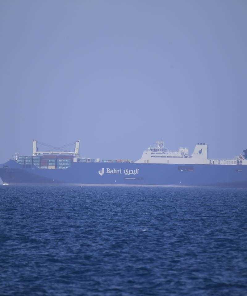 A large container ship on out at sea.