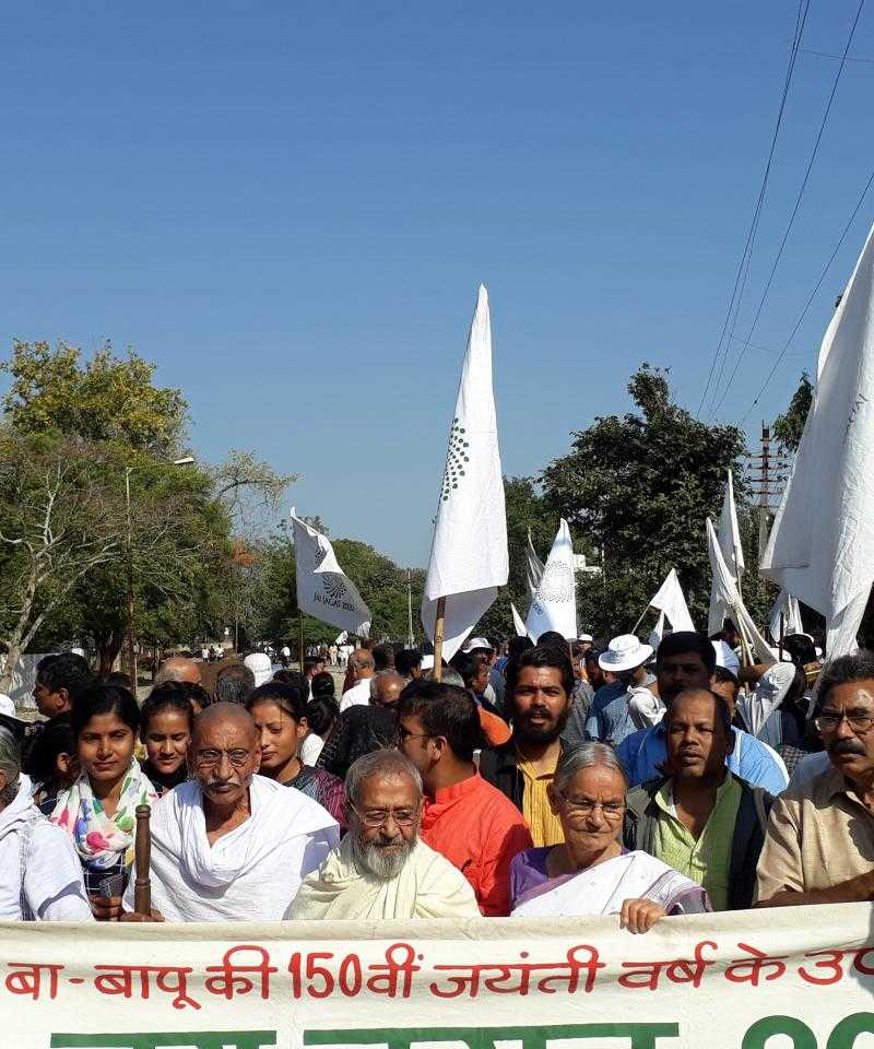 Manifestantes en JaiJagat 2020