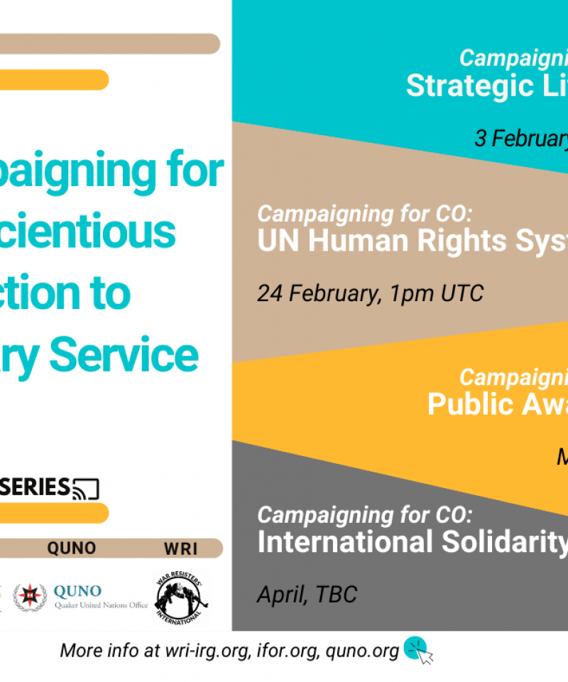 Campaigning for conscientious objection webinar series poster