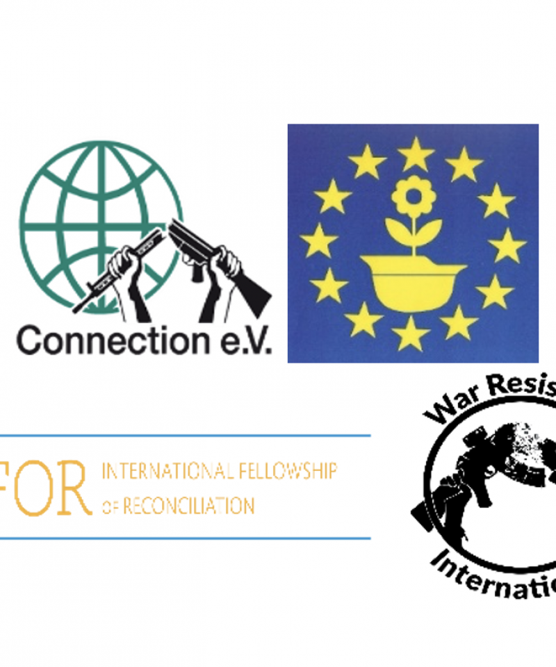 Logotipos de las organizaciones Connection e.V., EBCO, IFOR e IRG