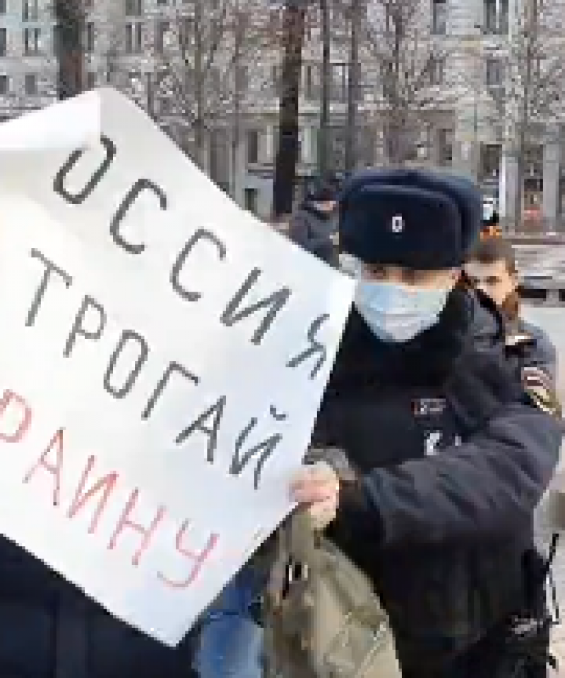 From an anti-war protest in Russia in February 2022