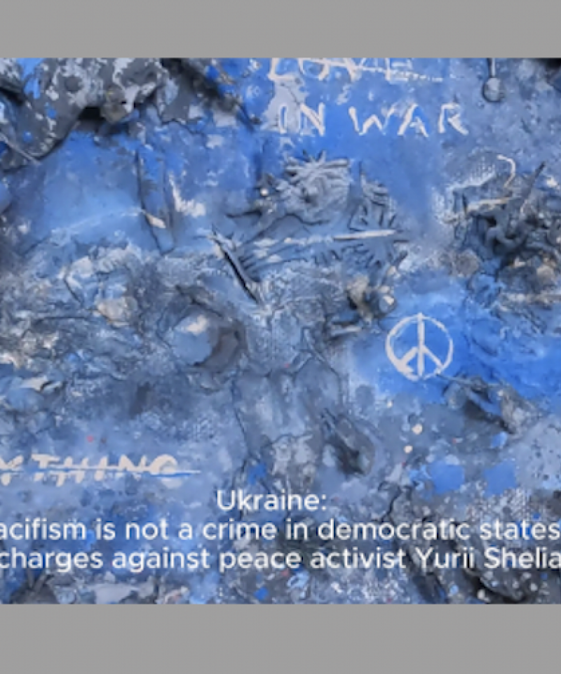 cartel del comunicado de prensa en apoyo de Yurii Sheliazhenko