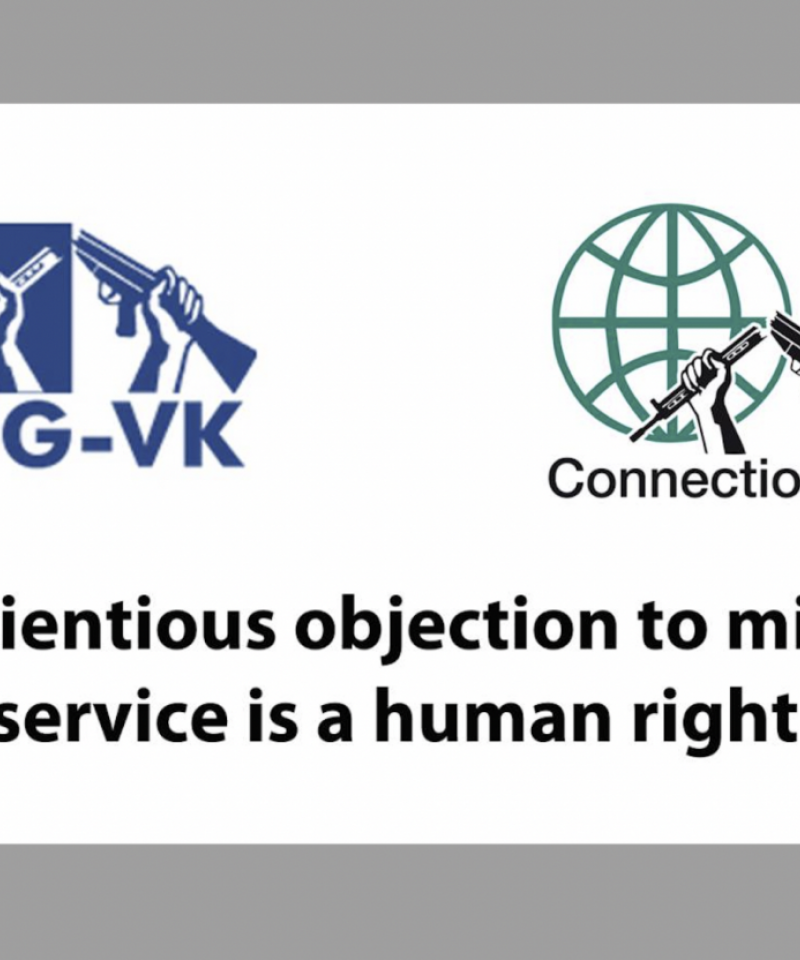 logos of Connection e.V. and the German Peace Society – United War Resisters (DFG-VK)