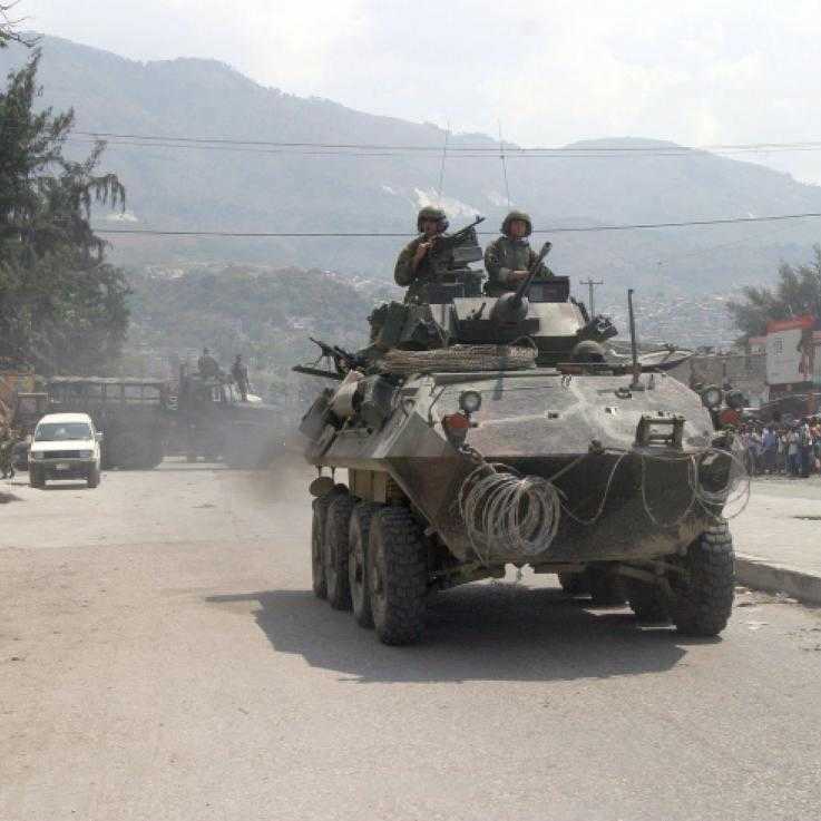 An Light Armored US Military Vehicle in the capital city of Haiti