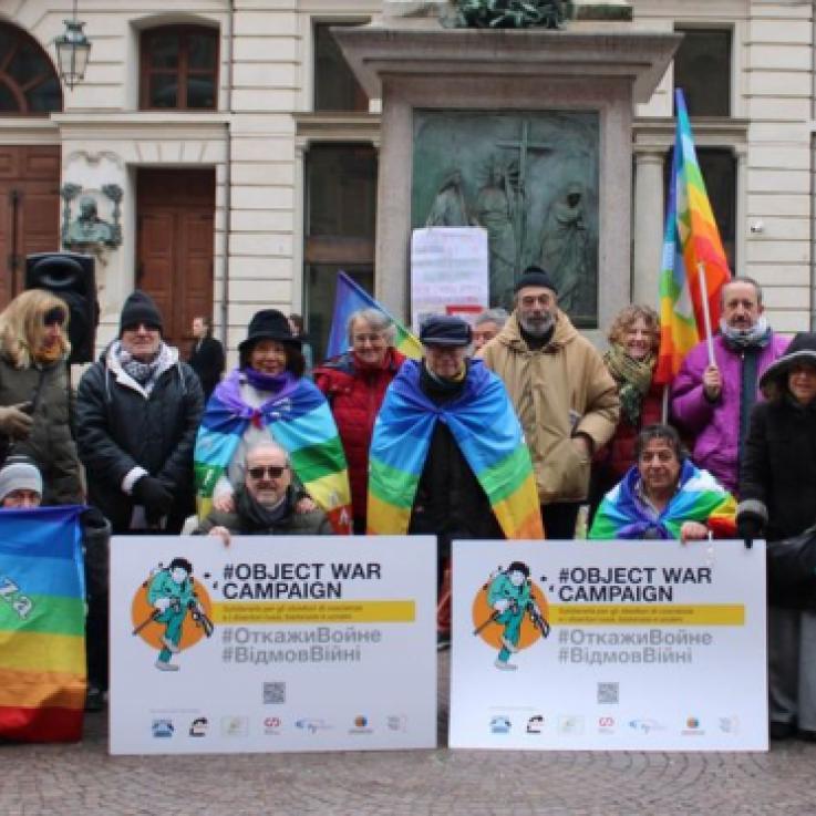 Activistas en Turín, Italia.