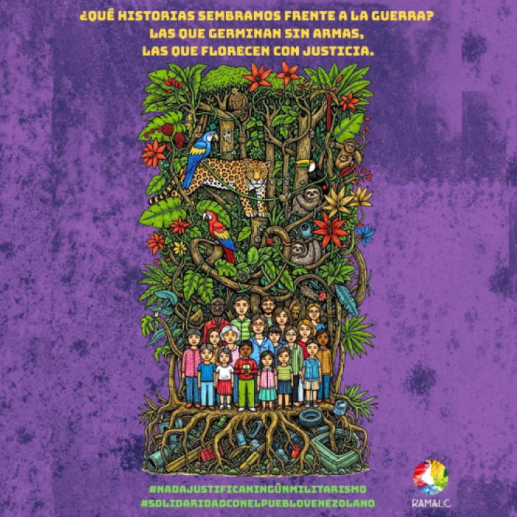 An image of a group of people in front of trees and animals